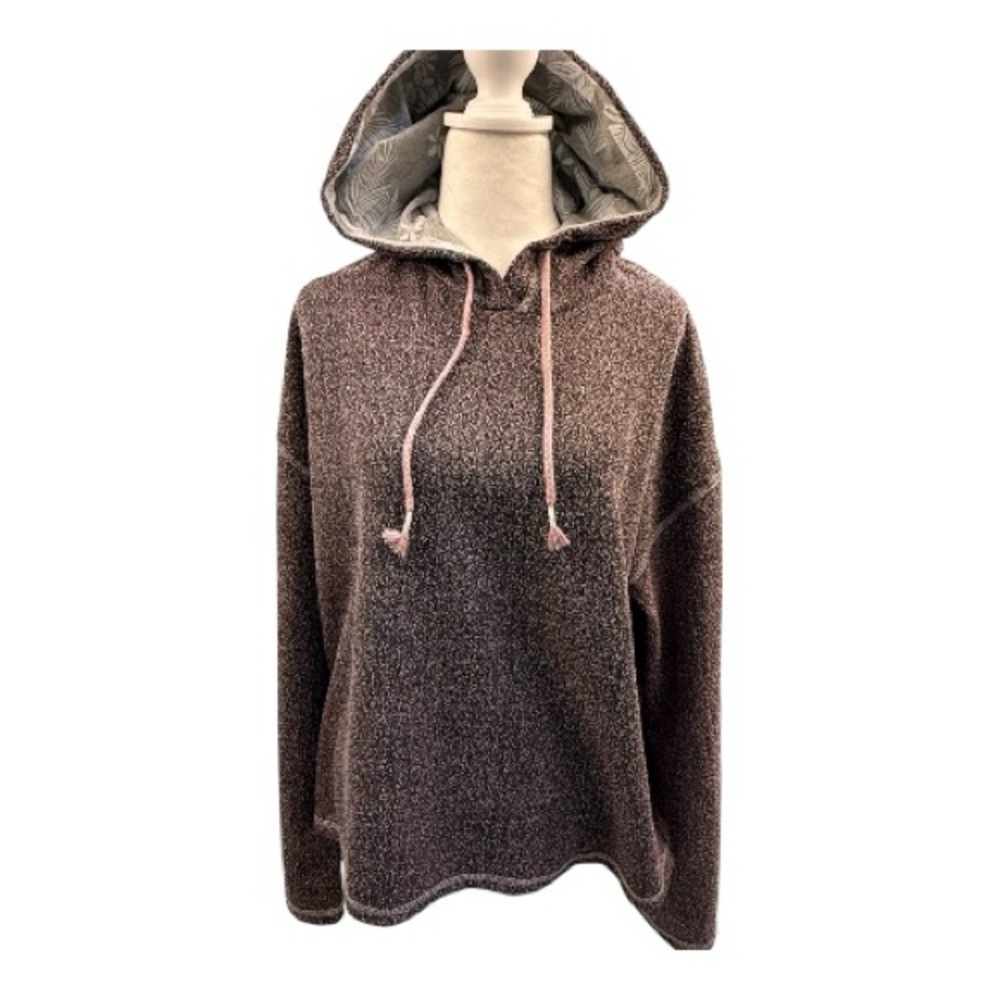 Reel Life Pink & Gray Floral Hooded pullover Cozy Heathered Hoodie size XL NWOT - Picture 3 of 10